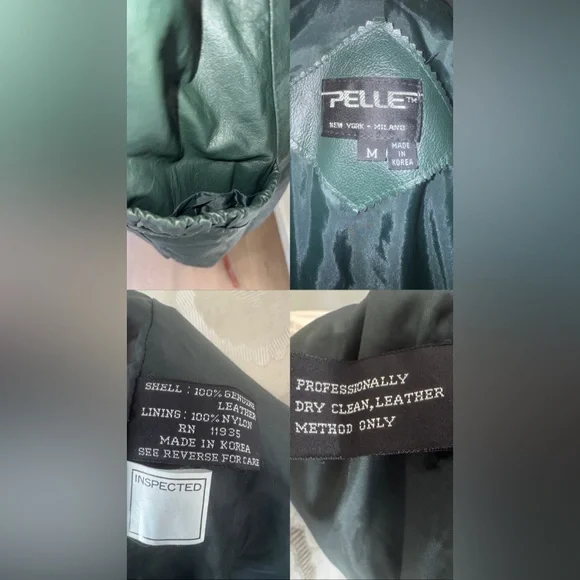 Vintage PELLE New York Milano Green Leather Women’s Coat Jacket-Size Medium - Picture 15 of 15